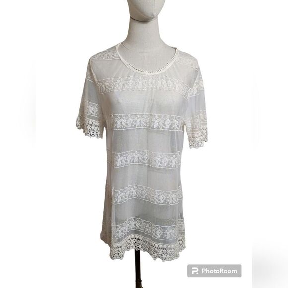 Valerie Bertinelli Vintage White Lace Top - Picture 1 of 6